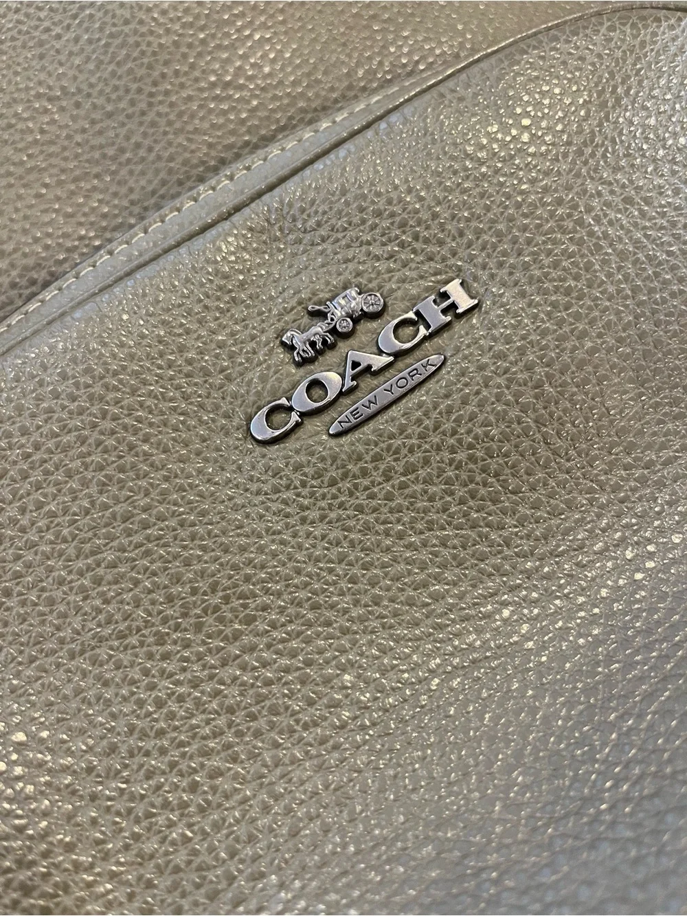 Coach Olive Green Pebbled Leather Backpack